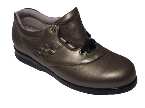 CAS Pewter - Ladies leather walking shoe with removable insole for different feet